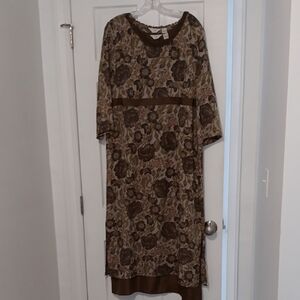 Vintage 100% Silk Floral Maxi Dress